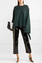 Thumbnail for your product : Tibi Silk Crepe-paneled Merino Wool Sweater - Dark green
