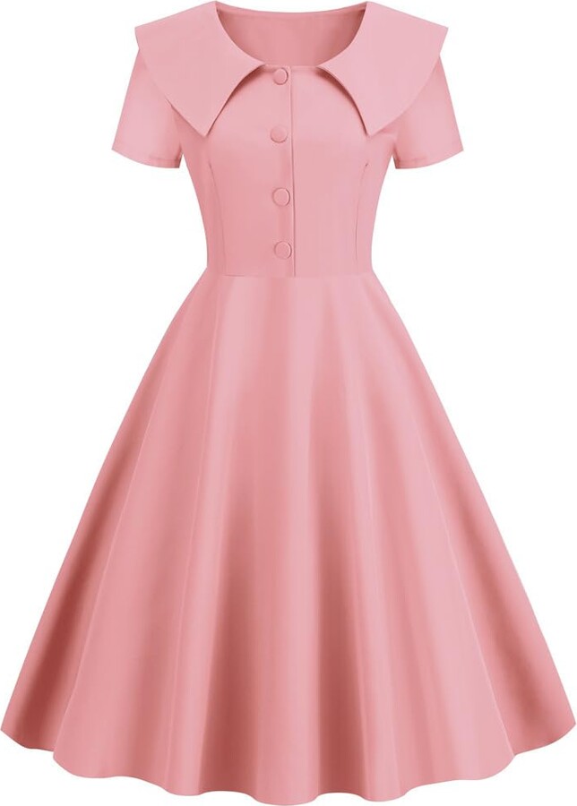 UNLOU Women's 1950s Vintage Audrey Hepburn Style Cocktail Swing