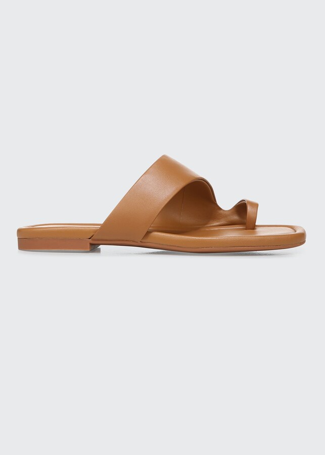 New Men's Toe Ring Shoes Rivet Flat Slipper Mules Roman Sandal Leather Slip on