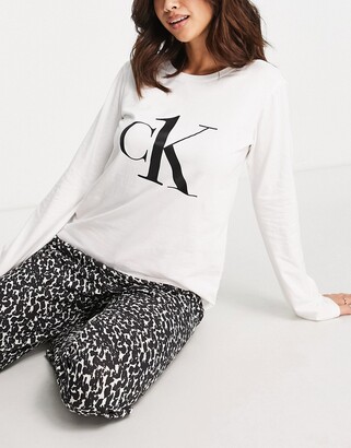 Calvin Klein One long sleeve top and animal print pants pajama in a bag  gift set - ShopStyle