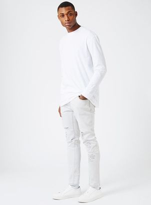 Topman AAA Off White Voices Print Ripped Stretch Skinny Jeans