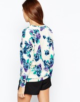 Thumbnail for your product : Warehouse Blurred Floral Print Long Sleeve Top