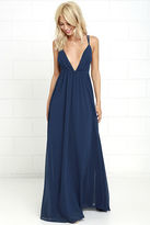 Thumbnail for your product : Lulus Flutter Freely Navy Blue Maxi Dress