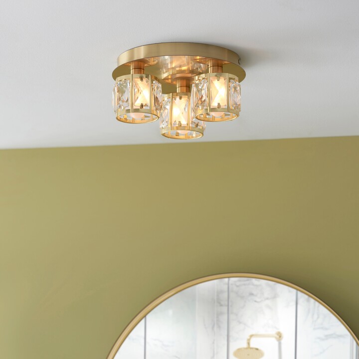Dunelm Kylie Bathroom 3 Light Flush Ceiling Fitting Satin Gold ShopStyle