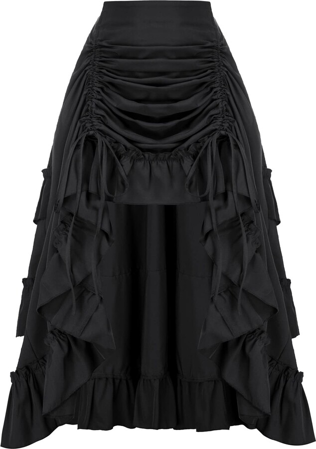 SCARLET DARKNESS Elastic Waist Pirate Skirt Steampunk Adjustable Skirt ...