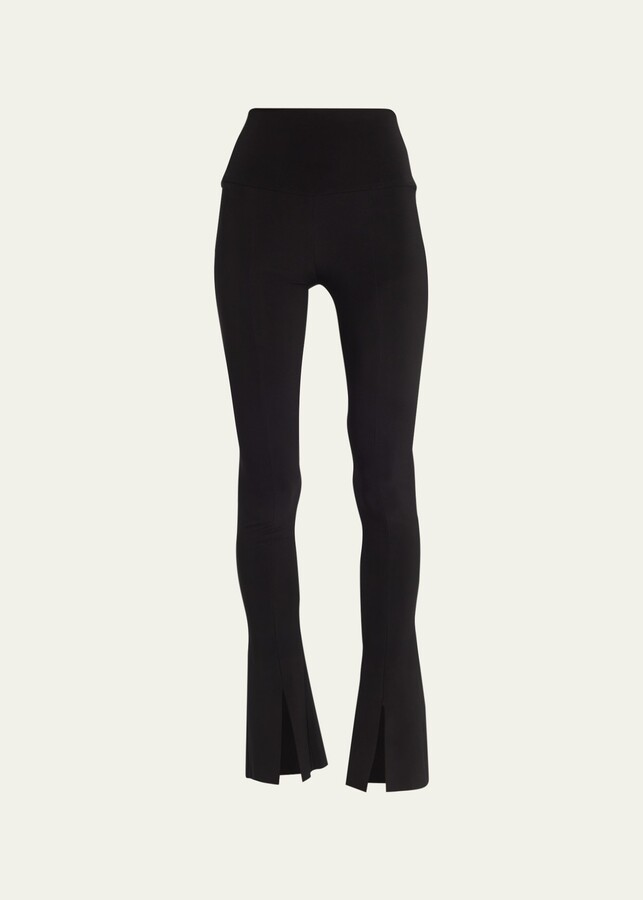 Thigh High Panty Splice Legging W/ Footsie - Black/ Black Mesh