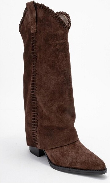 Forever & Always Shoes Tyler-BrownSuedeLeatherWesternBoot(Women)brown8Forever&AlwaysShoesUS