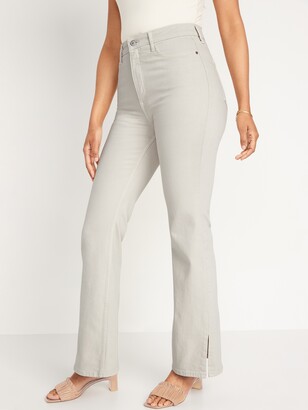 Old Navy Higher High-Rise Off-White Side-Split Flare Jeans for