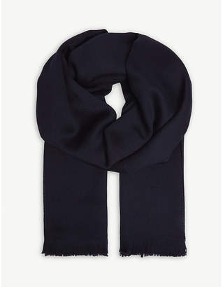 Emporio Armani Logo solid woven wool scarf