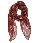 Thumbnail for your product : Alexander McQueen amaranth and pink silk skull printed scarf