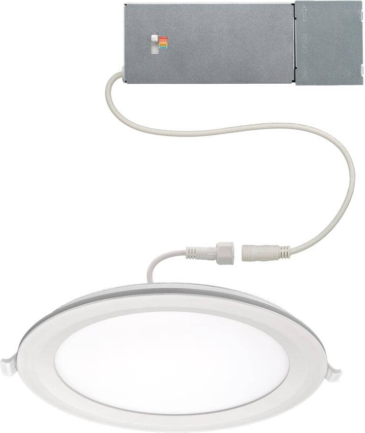 Commercial Electric 8 in. Canless Integrated LED Recessed Light Trim 1800 Lumens Adjustable CCT Kitchen Bathroom Remodel Wet Rated Dimmable