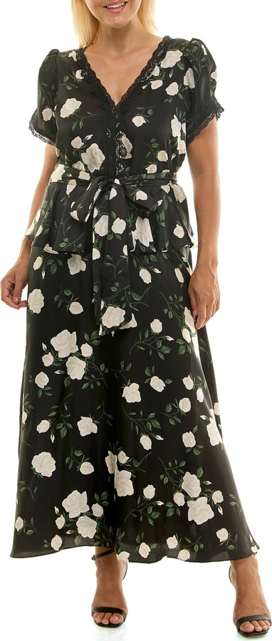 Taylor Pus Size Printed Tiered Maxi Dress
