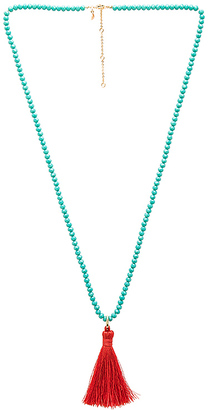 Rebecca Minkoff Bali Beaded Tassel Necklace in Turquoise.