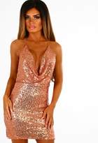 Thumbnail for your product : Pink Boutique Puttin' On The Glitz Rose Gold Sequin Backless Halterneck Mini Dress