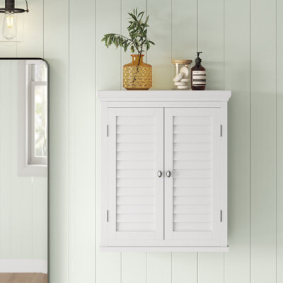 Gracie Oaks Zal Removable Two-Door Wall Cabinet with Faux Louvered Doors