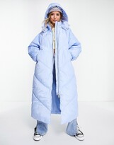 Thumbnail for your product : Pieces longline puffer coat in blue