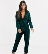 Thumbnail for your product : ASOS DESIGN Petite velvet tux slim suit trousers in forest green