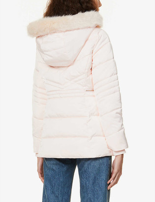 Ted Baker Maliiva faux fur-trimmed padded shell coat