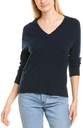 Minnie Rose Frayed Cashmere Sweater
