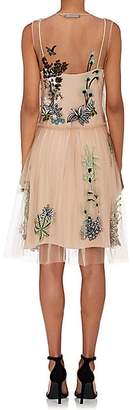Alberta Ferretti Women's Jungle-Pattern Embellished Tulle Dress - Nudeflesh