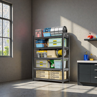 PhoebeHoliday Garage Five Story Shelf, Capable Of Accommodating 2500 LBS, Adjustable Metal Shelf, Black, Requires Assembly, 71.2 \