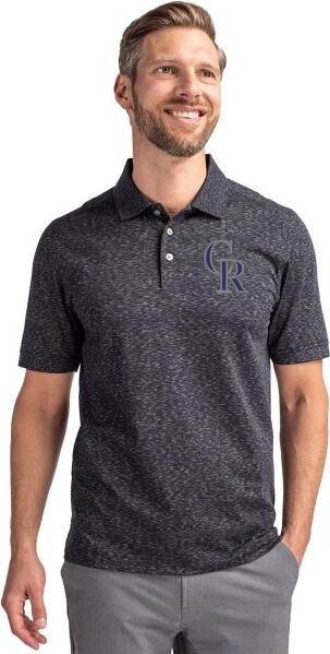 Cutter & Buck ColoradoRockiesCutter&BuckAdvantageTri-BlendSpaceDyeMensPolo-DarkBlack-1XLarge