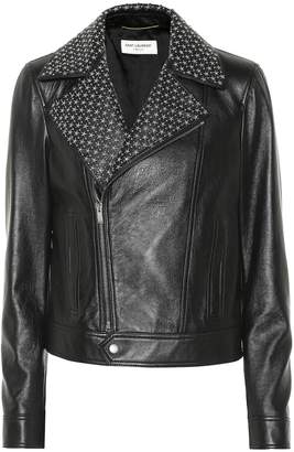 Saint Laurent Embroidered leather jacket