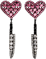 Thumbnail for your product : Ashley Williams Black & Pink Heart Knife Clip-On Earrings
