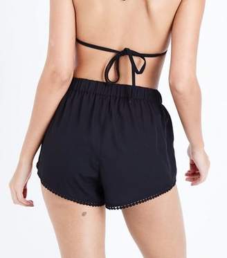 New Look Black Pom Pom Beach Shorts