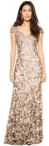 Thumbnail for your product : Theia Petal Cap Sleeve Gown