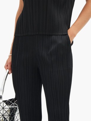 Pleats Please Issey Miyake High-rise Technical-pleated Tapered Trousers - Black