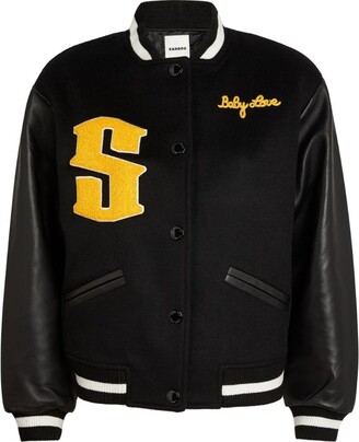 Sandro Wool-Blend And Leather Varsity Jacket - ShopStyle
