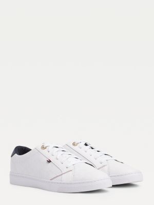 Tommy Hilfiger Jacquard Effect Leather Monogram Trainers