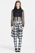 Thumbnail for your product : Robert Rodriguez Leather Trim Layered Organza Shirt