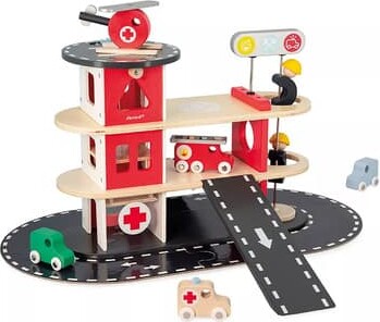 Janod Red Fire Station Toy Set