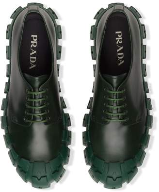 Prada brushed leather laced Derby shoes