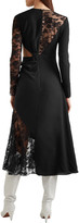 Thumbnail for your product : Givenchy Cutout Paneled Wool-crepe, Silk Crepe De Chine And Leavers Lace Midi Dress