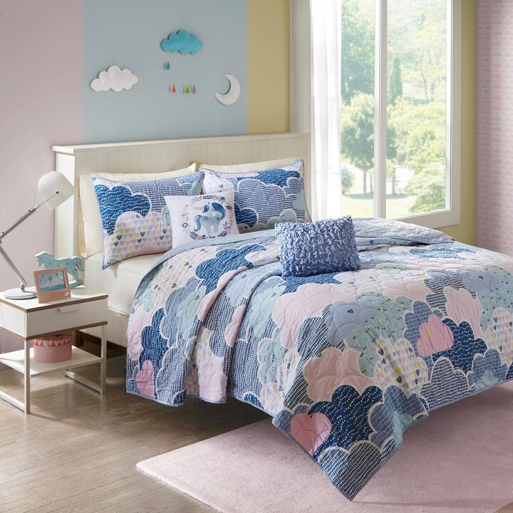 URBAN HABITAT KIDS Bliss 5-Piece Blue Full/Queen Cotton Reversible Coverlet Set