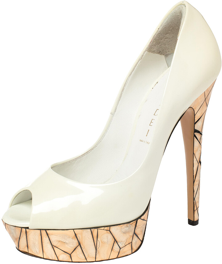 white open toe pumps