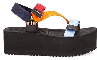 burberry color block leather slides