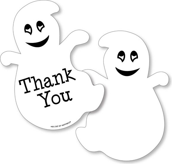 Halloween Ghost Thank You Cards - 24 Pack With Envelopes And Stickers