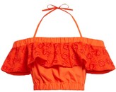 Thumbnail for your product : Fendi Broderie Anglaise Halterneck Crop Top - Orange
