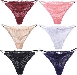 SHEKINI Women Panties Bikini Pack Brazilian High Cut Lace Hipsters Underwear