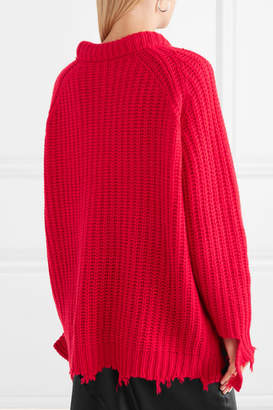 R 13 Distressed Cashmere Sweater - Red