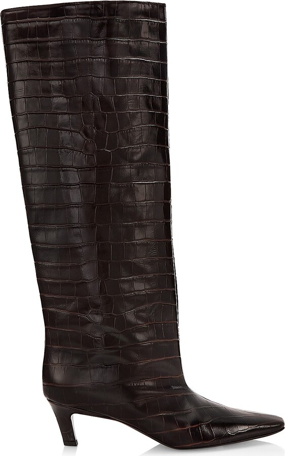 Totême The Wide Shaft CrocEmbossed Leather Boots ShopStyle