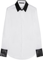 Thumbnail for your product : Karl Lagerfeld Paris Emma faux leather-trimmed cotton-blend shirt