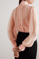 Thumbnail for your product : Dolce & Gabbana Pussy-bow Ruffled Silk-chiffon Blouse - Blush