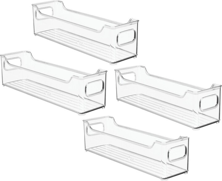 mDesign Plastic Rectangular Stackable Office Bin with Handles 4 Pack