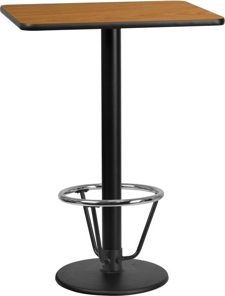 Flash Furniture FlashFurniture24''x30''RectangularNaturalLaminateTableTopwith18''RoundBarHeightTableBaseandFootRing