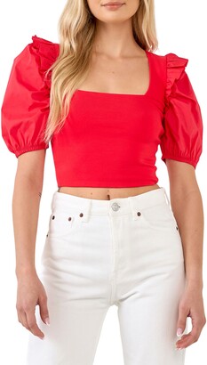 Red Ruffle Crop Top | Shop The Largest Collection | ShopStyle